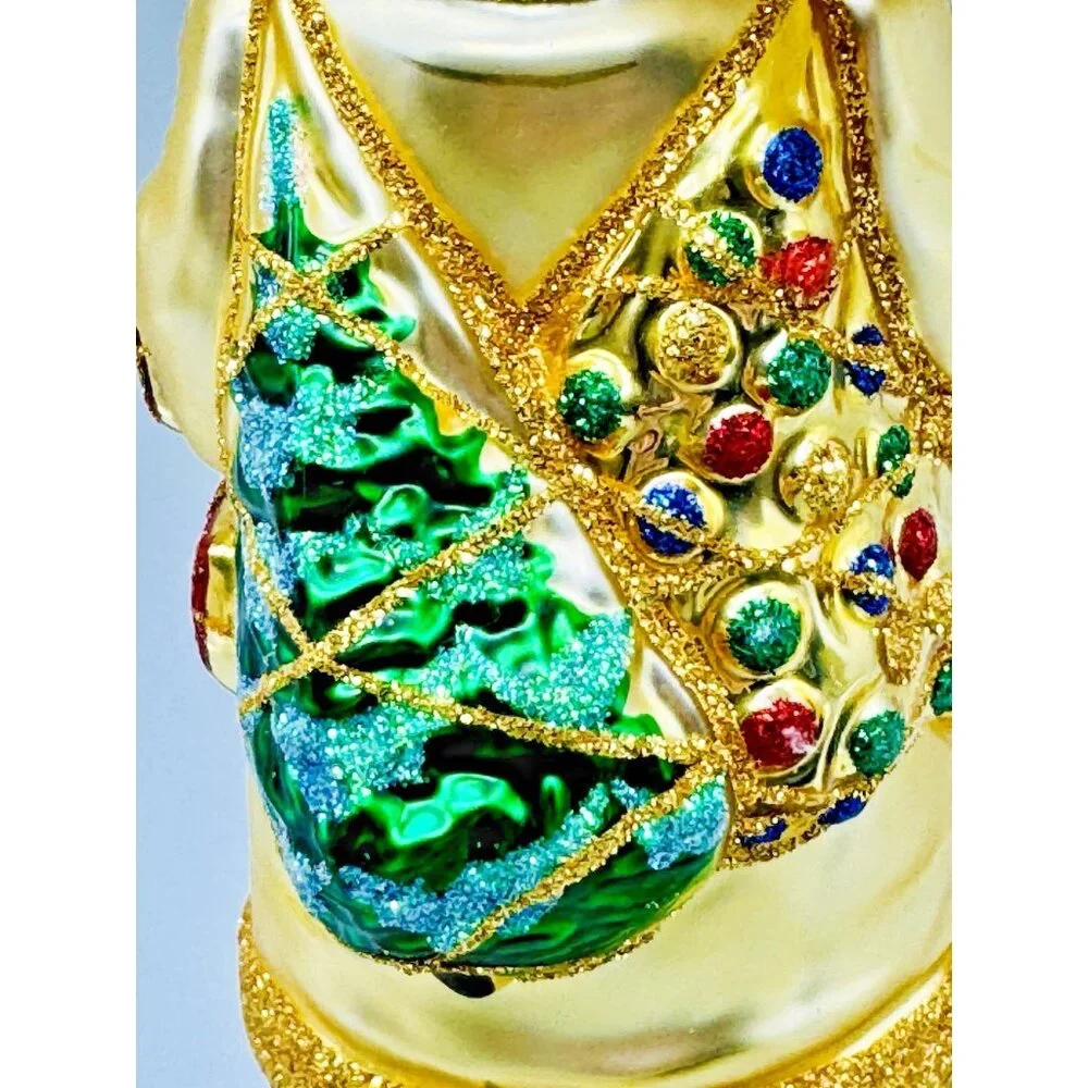 Patricia Breen Portobello Road Santa Claus Gold Presents Christmas Tree Ornament